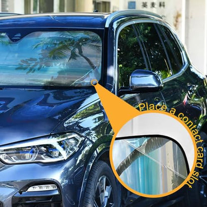 Car Windshield Sun Shade Beach with Palm Trees Blue Sky02 Foldable Car Front Windshield Sunshade Blocks UV Rays Sun Visor Sun Heat Protection for Car Truck SUV to Keep Your Vehicle Cool (Medium / Beach with Palm Trees)