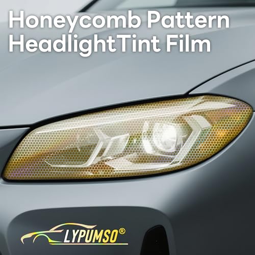 Car Light Tint Film (Ammo Yellow Honeycomb / 12in x 60in)
