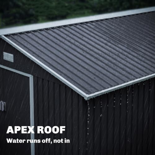 11' x 13' Outdoor Storage Shed Garden Tool Metal Shed Dark Gray (Dark Gray / 11' x 13')