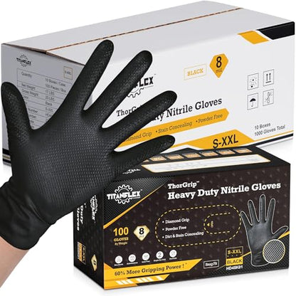 Heavy Duty Black Industrial Nitrile Gloves (X-Large)