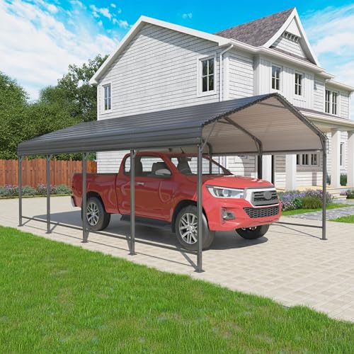 12x20 FT Metal Carport Canopy with Reinforced Base (20x12 FT)