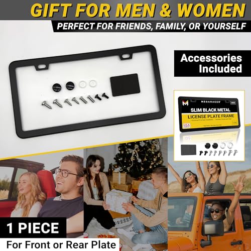 Premium Slim Matte Black License Plate Frame (Black / 1 Piece)
