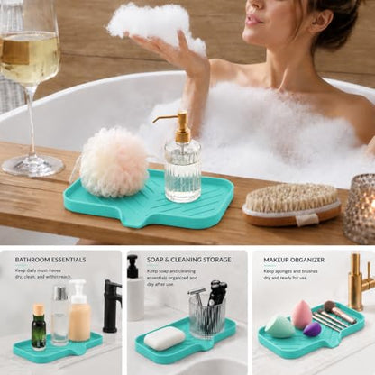 Silicone Soap Dish with Drain Spout (Mint / M(9.6"×5.3"))