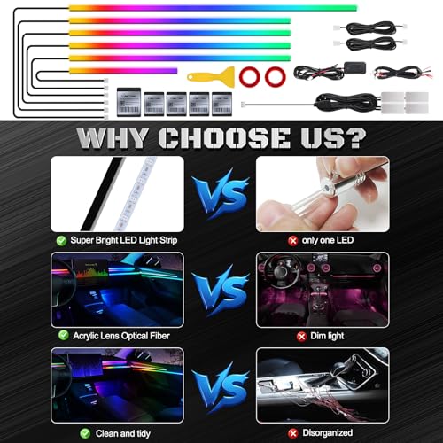 Dreamcolor Acrylic Interior Car LED Strip Light with Wireless APP (Dreamcolor 10 in 1)