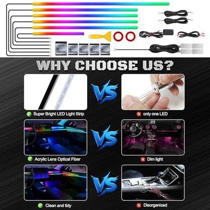 Dreamcolor Acrylic Interior Car LED Strip Light with Wireless APP (Dreamcolor 10 in 1)