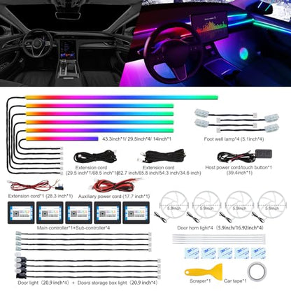 Dreamcolor Acrylic Interior Car LED Strip Light with Wireless APP (Dreamcolor 22 Lights)