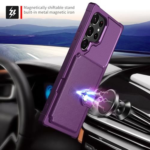 for Samsung Galaxy S23 Ultra Case with Card Holder (Purple / Samsung Galaxy S23 Ultra)