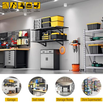 1.64x4ft Adjustable Rail Wall Garage Storage Shelf (1.64x4ft-2pack)