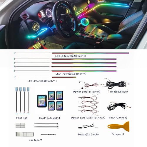 Acrylic Interior Car LED Strip Lights (10in1-90CM)