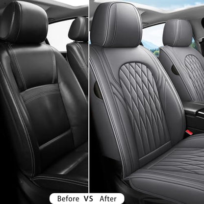 Nappa Faux Leather Car Seat Covers Full Set (Gray / Front Pair)