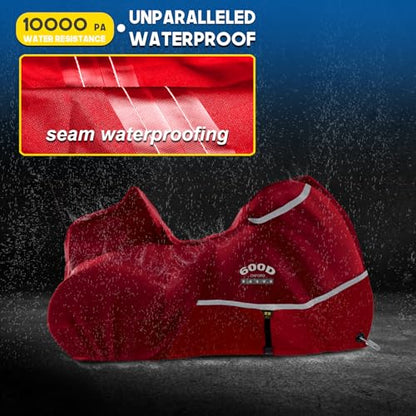 Trike Cover Motorcycle Cover Heavy Duty 600D Waterproof forTrike Models Harley Davidson freewheeler (Red / Trike)