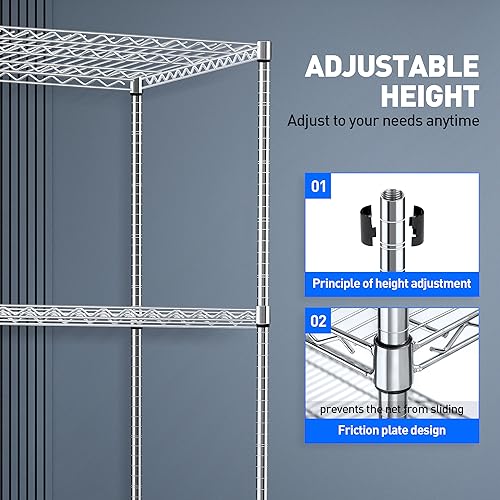 Heavy Duty Rolling Wire Shelving Unit with Wheels (Silver / 60"x 24"x72" - 4-Tier)