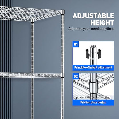 Heavy Duty Rolling Wire Shelving Unit with Wheels (Silver / 60"x 24"x72" - 4-Tier)