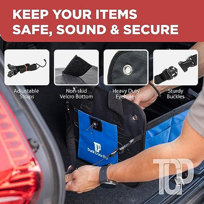 Blue Car Cargo Trunk Organizer for SUV & Auto Storage (Large / Blue)