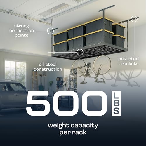MonsterRax 4x8 Overhead Garage Storage Rack (Hammertone / 12"-24")