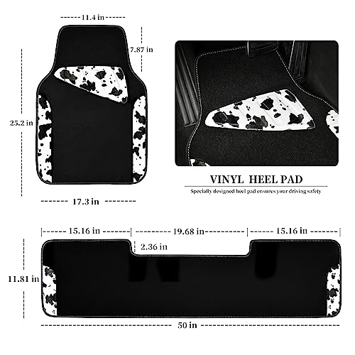 Waterproof Universal 3Pcs Car Floor Mats (Cow Print（3Pcs）)