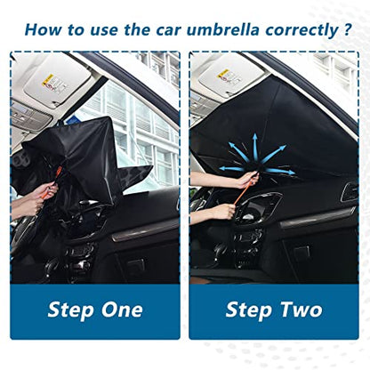 Black Leopard Windshield Sun Shade Umbrella African Animal Skin Print Foldable Car Front Window Sunshade Blocks UV Rays Heat Keep Vehicle Cool (multi 1)