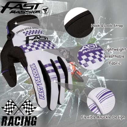 Motorcycle Gloves for Men Women (Large / White/Purple02)