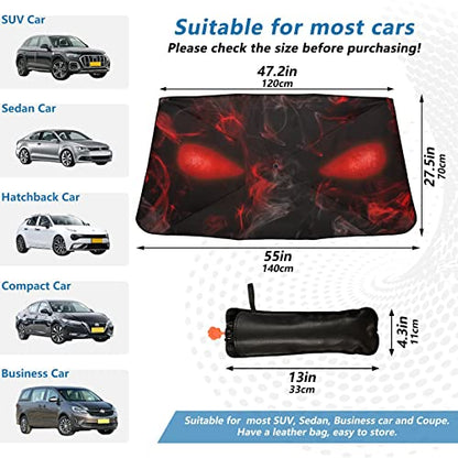 Skull Red Eyes Windshield Sun Shade Umbrella Foldable Car Front Window Sunshade Blocks UV Rays Heat Keep Vehicle Cool (multi 12)