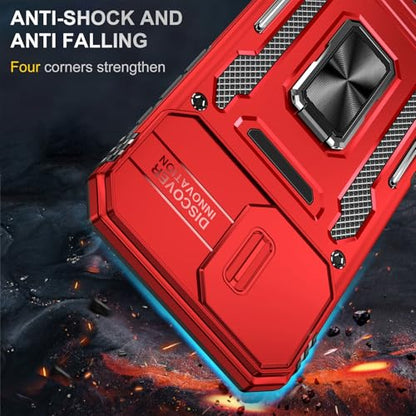Red Phone Case for iPhone 16 Case with Finger Ring Holder Stand (iPhone 16 【6.1 inch】 / Red)