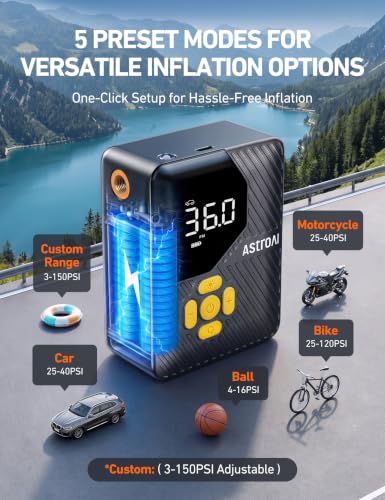 150 PSI Tire Inflator Portable Air Compressor (Yellow)