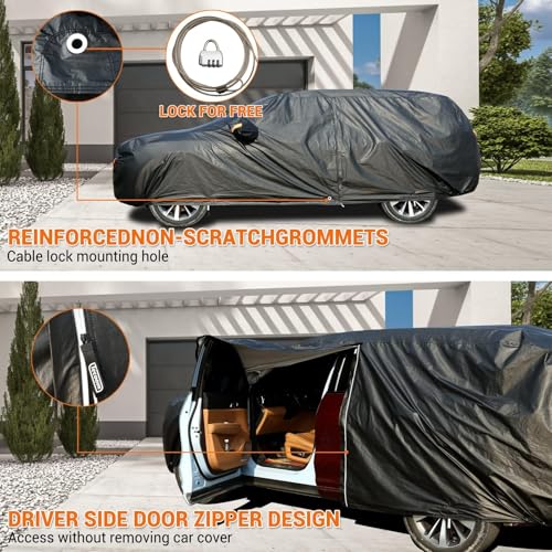 SUV Car Cover Waterproof All Weather for Automobiles with Cotton Lock (Black / YXXL+：for SUV(Lenght 216"-230"))