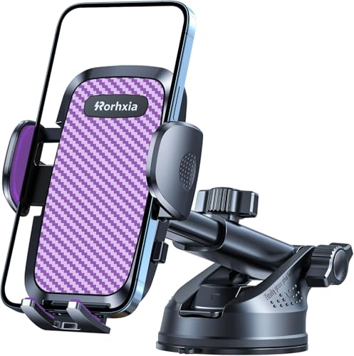 Purple 3-in-1 Phone Holders for Your Car [2025 Most Stable and Flexible Suction Cup] Vent Dashboard Windshield Cell Phone Car Mount Fit for iPhone, Samsung, All Phone (Purple)