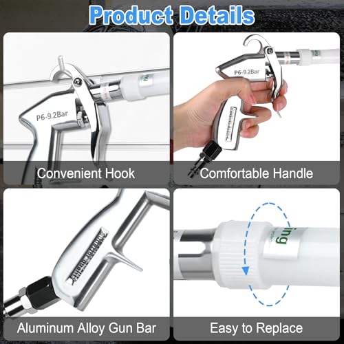 Car Cleaning Gun Detailing Dry Air Blow Gun (Soft Hose -1 Nozzle / White)