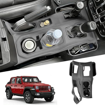 Silicone Center Console Gear Shift Panel Trim Cover for Jeep Wrangler JL (Black)