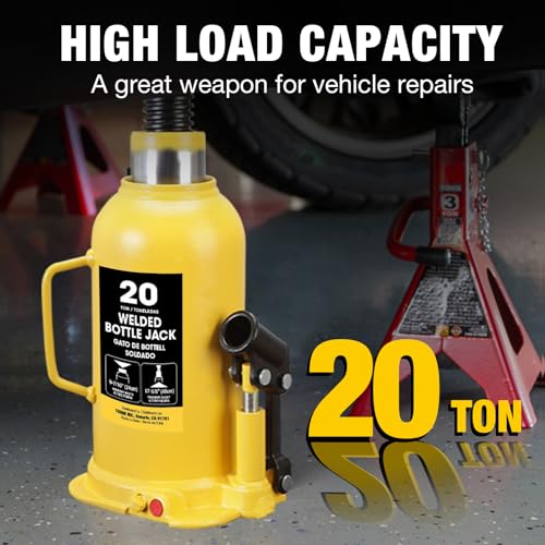 20 Ton Bottle Jack All Welded Hydraulic Jack with 2 (yellow / 20 ton standard)