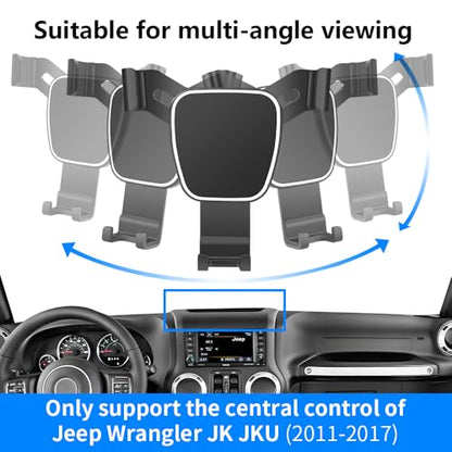 Car Phone Holder Center Console Organizer For Jeep Wrangler JK JKU 2011 2012 2013 2014 2015 2016 2017 Auto Accessories Navigation Bracket Interior Decoration Screen dash board Mobile Cell Mount case (for Wrangler 2011-2017)