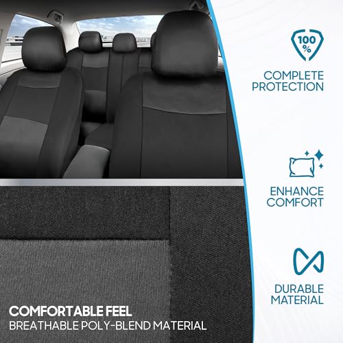 PolyPro Car Seat Covers Full Set in Charcoal on Black (Charcoal Gray)