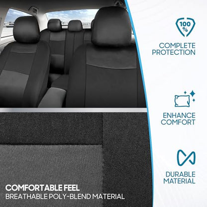 PolyPro Car Seat Covers Full Set in Charcoal on Black (Charcoal Gray)