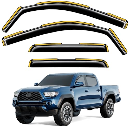 in Channel Window Visors Rain Guards for Toyota Tacoma 2016 (2016-2023 Toyota Tacoma Double Cab)