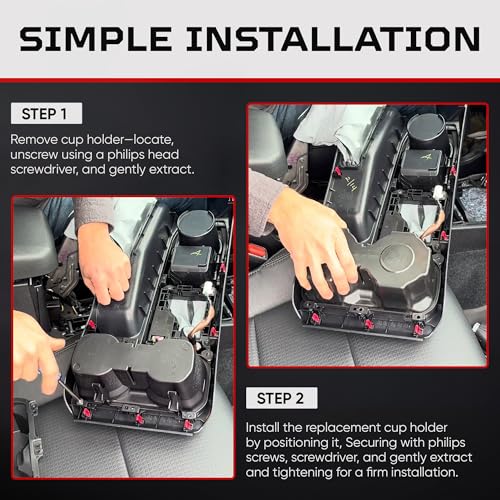 Oversize Cup Holder with Tray Compatible with Toyota Tacoma 2016 (Voodoo Blue / With Rubber Tray)