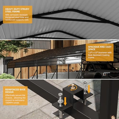 20' x 40' x 8.5' Heavy Duty Metal Carport with Galvanized Steel Roof (20x40 FT Upgrade)