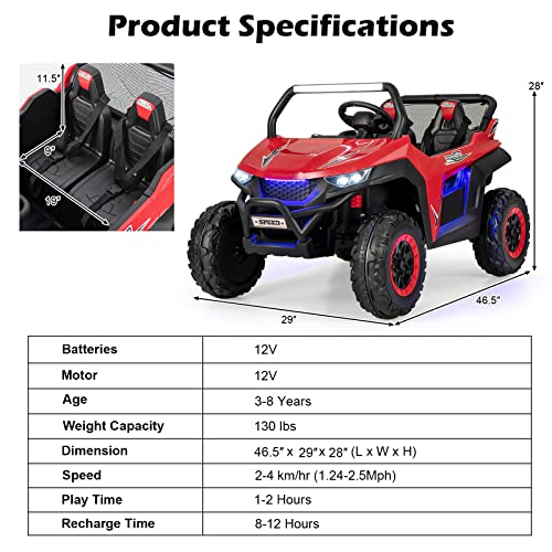 2 Seater Ride on Car for Kids (Red)