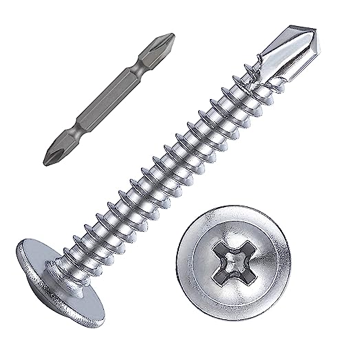 200 pcs) Wensilon #10×1-1/4”for Sheet Metal Self-Tapping Screws 410 Stainless Steel Truss Head High-Strength Quick Tapping Screws (#10X1-1/4" / Silver)