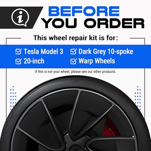 Premium Tesla Wheel Curb Rash Repair Kit for Model 3 20 (Tesla Model 3 / 20" Grey)