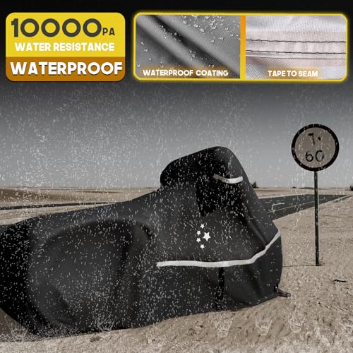 Motorcycle Cover 420D Heavy Duty All Season Universal Weather Waterproof Outdoor Protection 86" XL Vehicle Cover (Black / 86" - XL)