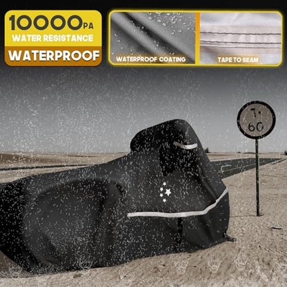 Motorcycle Cover 420D Heavy Duty All Season Universal Weather Waterproof Outdoor Protection 86" XL Vehicle Cover (Black / 86" - XL)