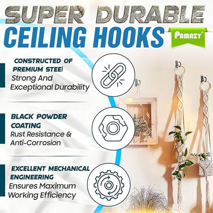 4Pcs 200LB Rotatable Ceiling Hook Wall Mount Metal Hanger for Hanging Plant (4PCS)
