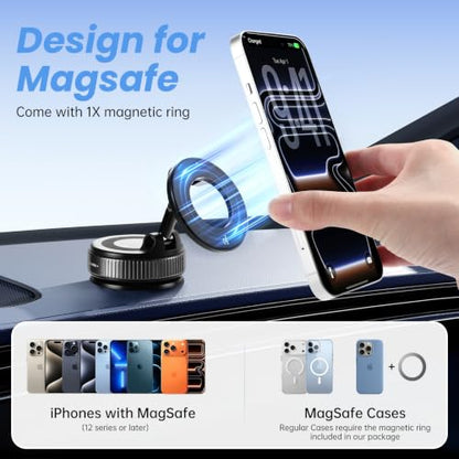 2026 Upgraded Vacuum Magnetic Car Phone Holder Mount [85 LBS Strongest Suction] 360° Adjustable Magnetic Phone Holder