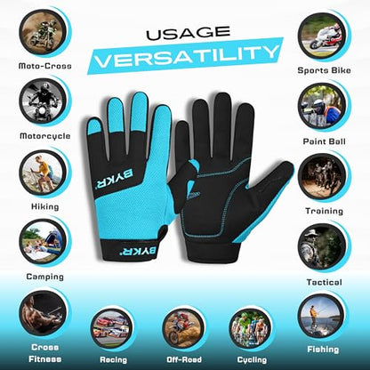 All Weather Motorcycle Gloves for Men & Women (Blue / X-Large)