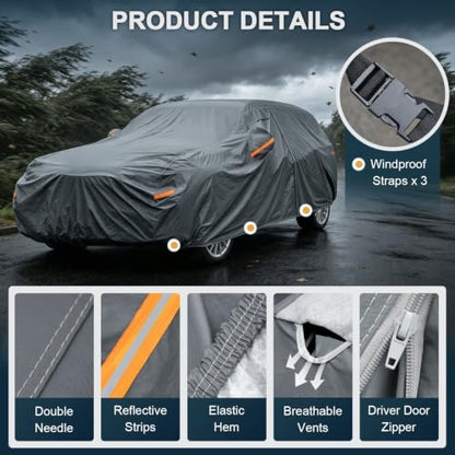 16 Layers Heavy Duty SUV Car Cover Waterproof All Weather (2 SUV Car Cover / 2 Fit SUV Jeep Length 191-200 inch)