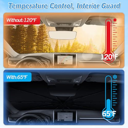 Windshield Sun Shade Umbrella for Toyota RAV4 2019 2020 2021 2022 2023 2024 2025 Rear Window Shades 100% UV Protection and Blackout Privacy 5PCS Car Window Covers Accessories (5-Piece Set | Fits Toyota RAV4 2019-2025)