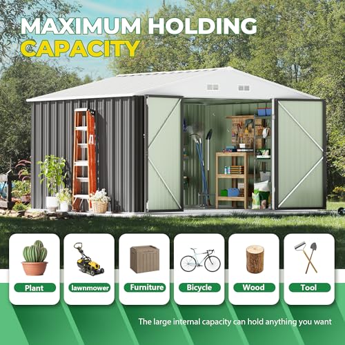 10x8 FT Outdoor Storage Shed (Gray / 10x8 FT)
