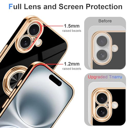 Designed for iPhone 16 Case with Ring Stand Slim Black (Black / 6.1'' iPhone 16)