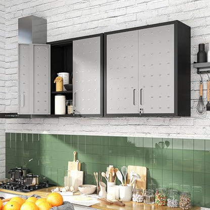 Wall Mounted Metal Storage Cabinet (Black & Gray / H30.31" - 2 Doors)