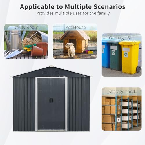 4x8 FT Outdoor Storage Shed (4x8 FT/Window / Black)